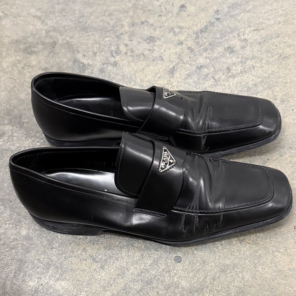 Prada Men's Classic Black Leather Loafers - Picture 2 of 7